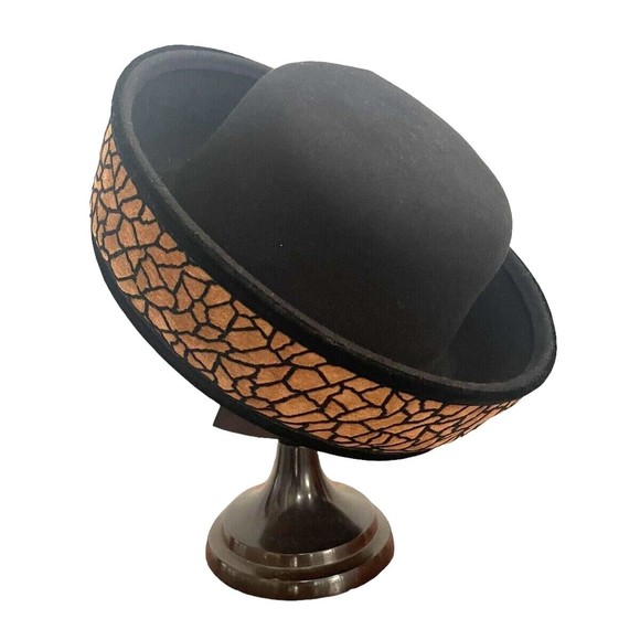 Vtg KOKIN New York Women 100% Wool Felt Rolled Brim Bollman Excello Black Hat - Picture 5 of 12